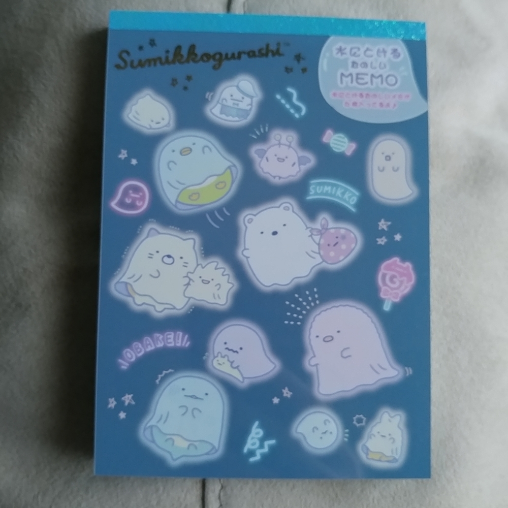 San-X Sumikko Gurashi Welcome to the Night Park medium memo pad - Blue
